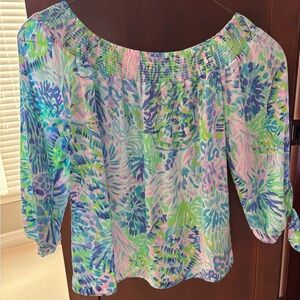 Lily Pulitzer Off-Shoulder Floral Print Women's Top in Pastel Multi